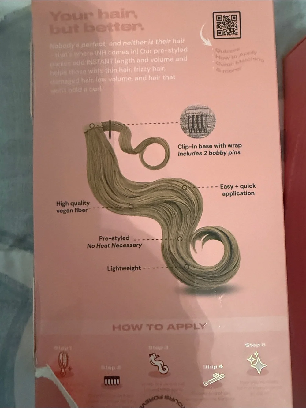 INH Mid-Length Clip-In Ponytail Extension - Ashe Blonde Highlights